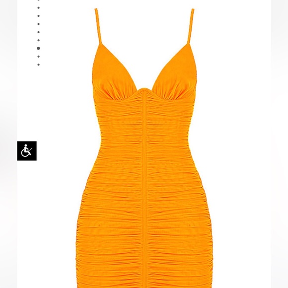 MISTRESS ROCKS ORANGE PLUNGE MESH DRESS - Picture 7 of 8